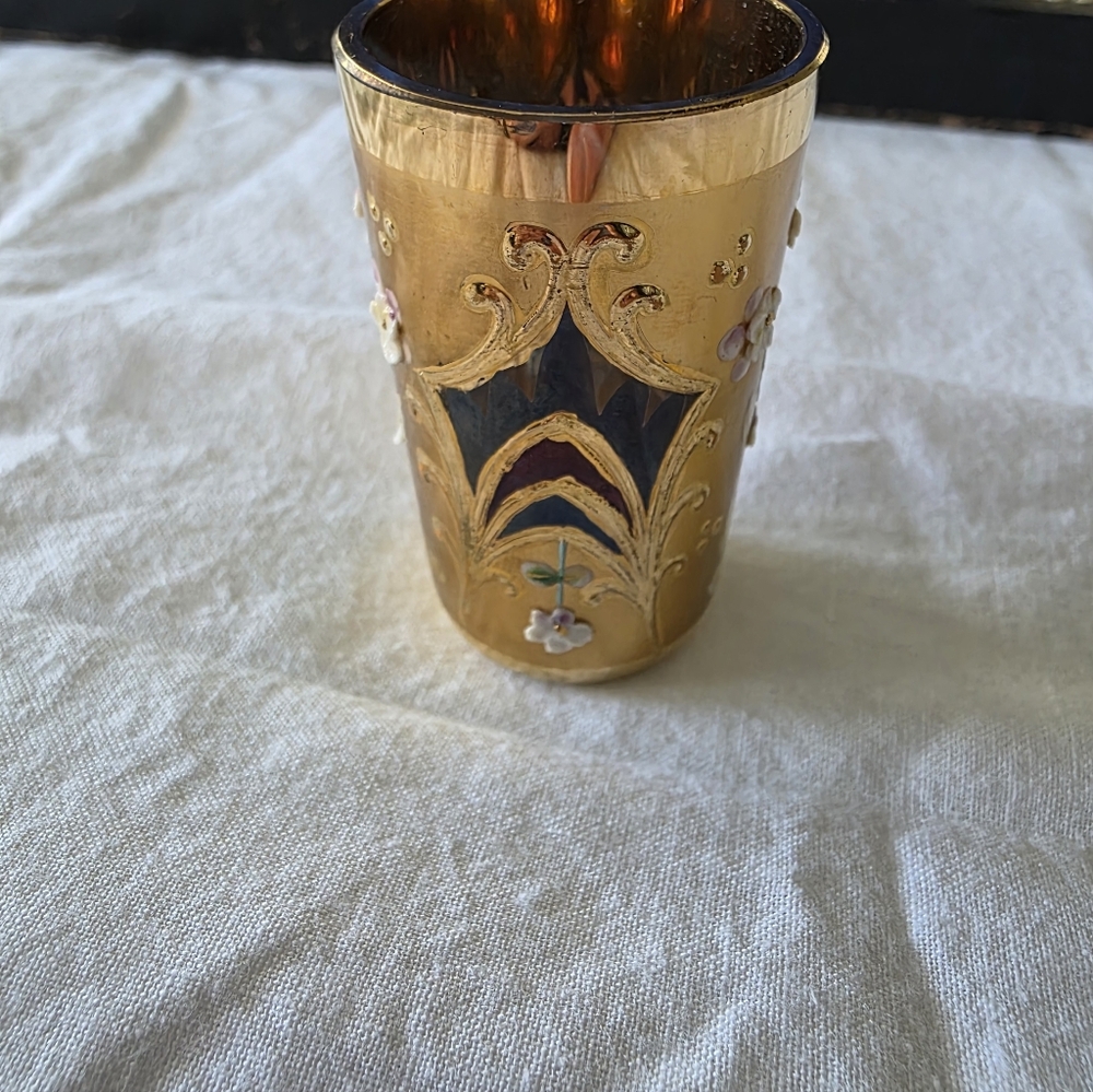 Antique Czech Hand-painted Gold Shot Glass Set - Picture 5 of 5
